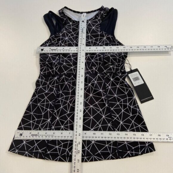 Karma Womens Geometric Print Black & White Racerback Tank Top With Built-In Bra - Picture 7 of 16